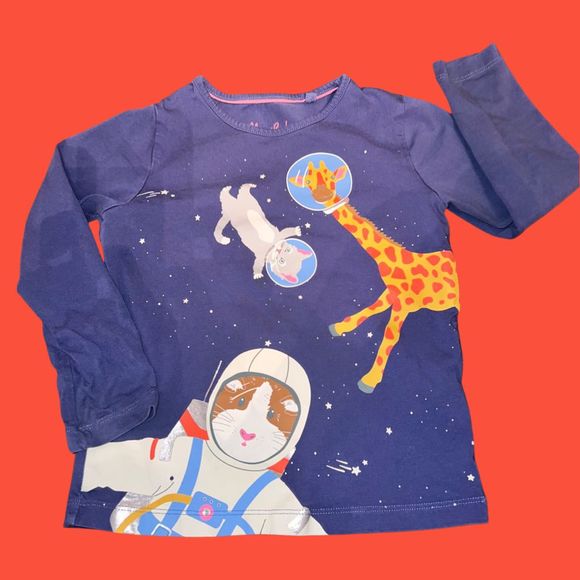 Unisex Mini Boden Astronaut Space Glow in the Dark Long Sleeve Shirt 6/7 Years 1 - Picture 1 of 4